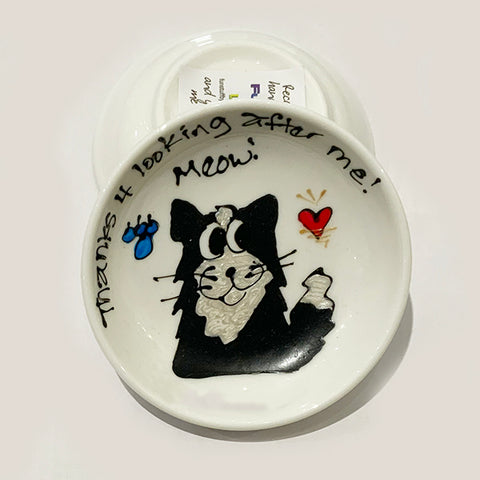 Black and White Cat - Thanks for Looking After Me - Rings-n-Things Dish