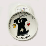 Black with White Chest Shorthair Dog - Thanks for Looking After Me (Port Douglas) - Rings-n-Things Dish