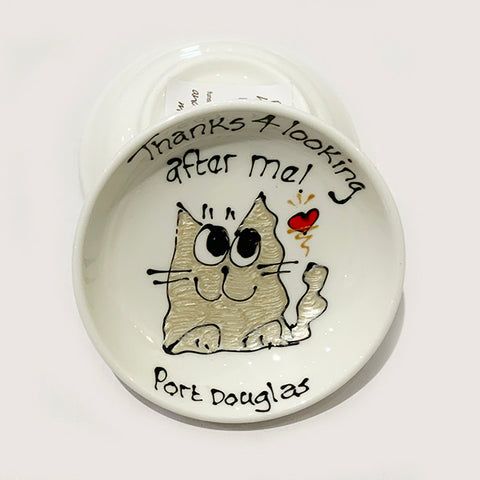 White Fluffy Cat - Thanks for Looking After Me (Port Douglas) - Rings-n-Things Dish
