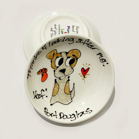 Gold and White Dog - Thanks for Looking After Me (Port Douglas) - Rings-n-Things Dish