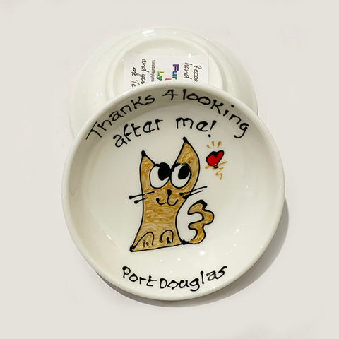 Gold Slinky Cat - Thanks for Looking After Me (Port Douglas) - Rings-n-Things Dish