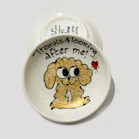 Gold with White Chest Fluffy Dog - Thanks for Looking After Me - Rings-n-Things Dish
