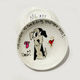 White with Black Dog - Thanks for Looking After Us - Rings-n-Things Dish