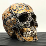 Resin Skull Negro Y Oro