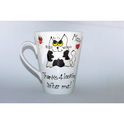 Black/White Long Hair Thanks Cat Mug