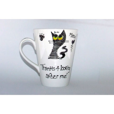 Black Slinky Thanks Cat Mug