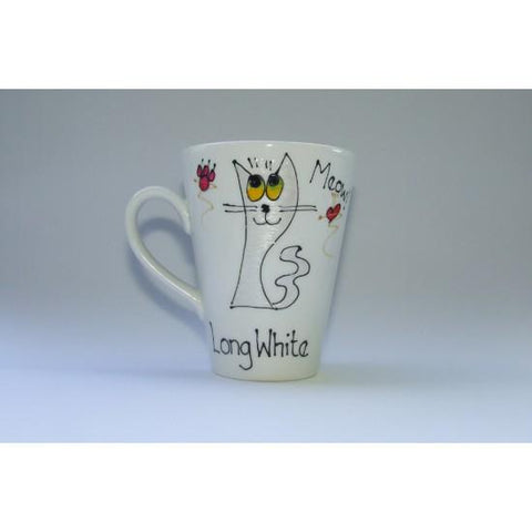Long White Cat Mug