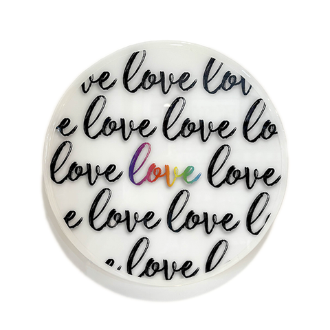 Resin Wood Circle - Love Love Love