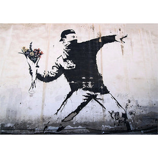 Banksy Flower Thrower Sticker - Waterproof Vinyl Decal 3" Size