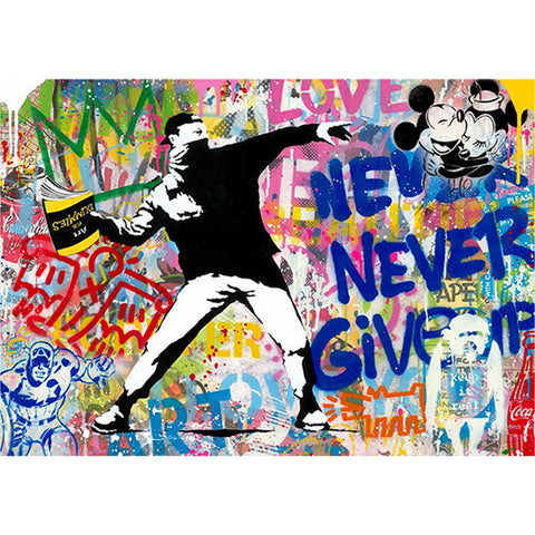 Resin 5x7 Print - Mr Brainwash Never Give Up