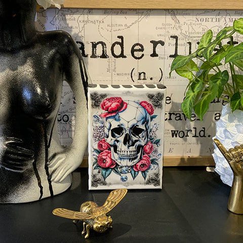 Resin 5x7 Print - Skull and Roses with Diamonds