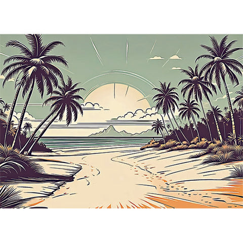 Resin 5x7 Print - Retro Palms Sunrise