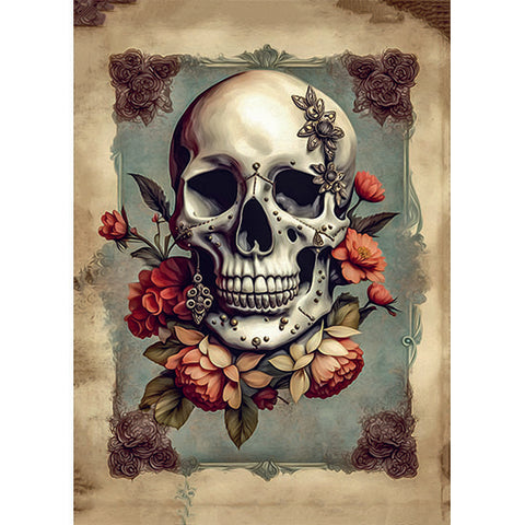 Resin 5x7 Print - Skull and Roses
