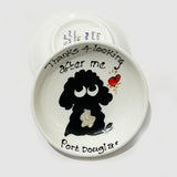 Black with White Chest Fluffy Dog - Thanks for Looking After Me (Port Douglas) - Rings-n-Things Dish