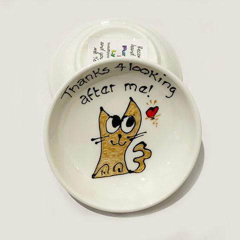 Gold Slinky Cat - Thanks for Looking After Me - Rings-n-Things Dish