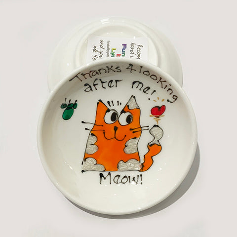 Orange with White Cat - Thanks for Looking After Me - Rings-n-Things Dish