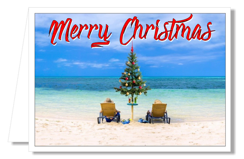 Greeting Card - Merry Christmas Beach