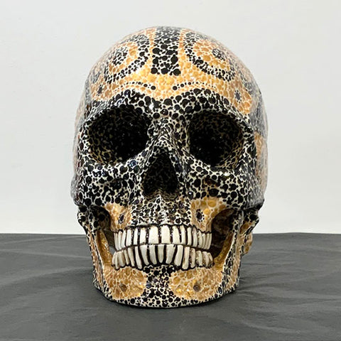 Resin Skull Negro Y Oro