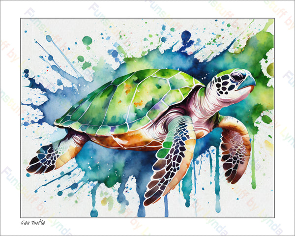 Sea Turtle - 8x10 Print – Funstuff by Lynda - Very Cool Shit