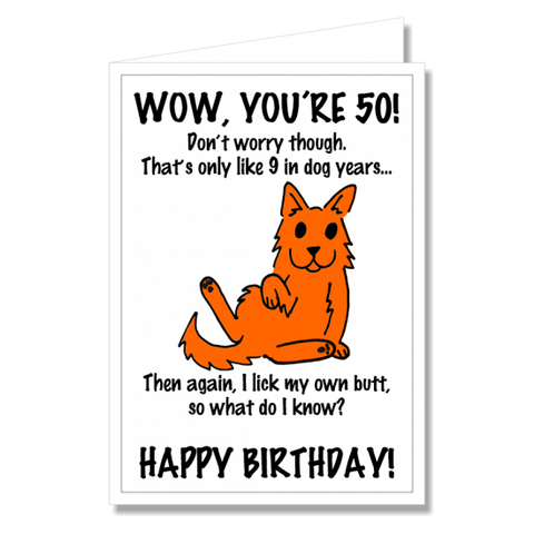 Greeting Card - Happy Birthday Dog 50th