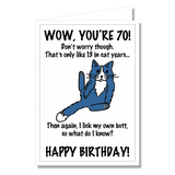 Greeting Card - Happy Birthday Cat 70th