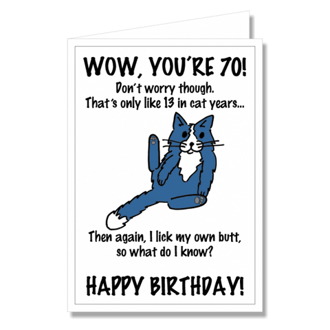 Greeting Card - Happy Birthday Cat 70th